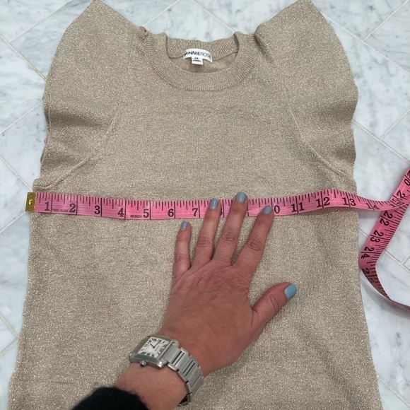 MINNIE ROSE ⭐️ Gold lurex knit flutter sleeve sweater size XS - Picture 6 of 6